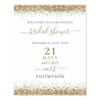 Gold Glitter Days to Wedding Welcome Bridal Shower Poster