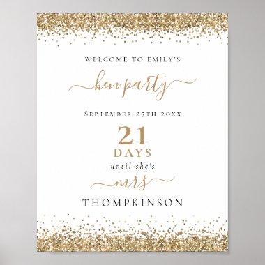 Gold Glitter Days Until Mrs Name Welcome Hen Party Poster