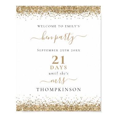 Gold Glitter Days Until Mrs Name Welcome Hen Party Poster