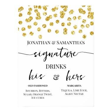 Gold Glitter Dots Signature Drinks Wedding Poster