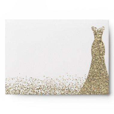 Gold Glitter Dress All Events Birthday Bridal Envelope