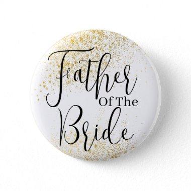 Gold Glitter father of Bride wedding Button