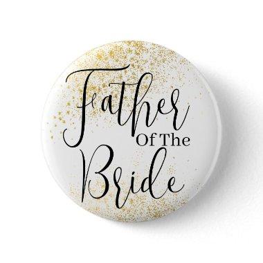 Gold Glitter father of Bride wedding Button