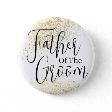 Gold Glitter father of groom wedding Button