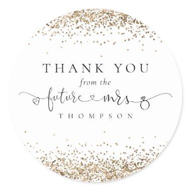 Gold Glitter Future Mrs Bridal Shower Thank You Classic Round Sticker