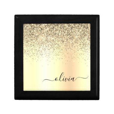 Gold Glitter Girly Luxury Modern Monogram Name Gift Box