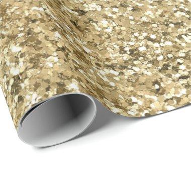 Gold Glitter Glam Bling Stylish Chic Trendy Wrapping Paper