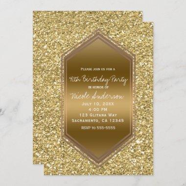 Gold Glitter Glam Shine Birthday Party Any Event Invitations