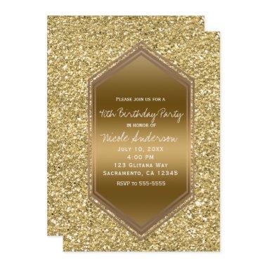 Gold Glitter Glam Shine Birthday Party Any Event Invitations