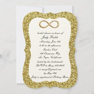 Gold Glitter Gold Infinity Bridal Shower Invite