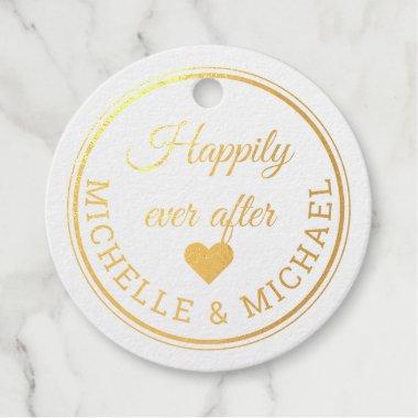 Gold Glitter Happily Ever After Wedding Thank You Foil Favor Tags