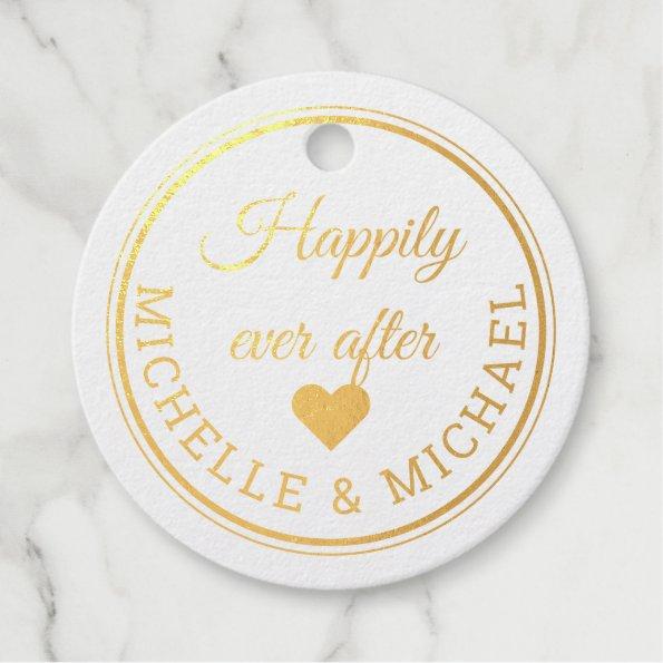 Gold Glitter Happily Ever After Wedding Thank You Foil Favor Tags