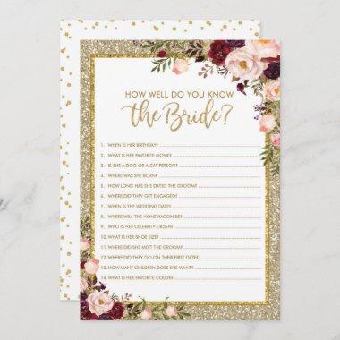 Gold Glitter How Well You Know Bride Game Invitations