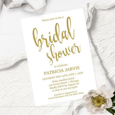 Gold Glitter Ice Cream Bridal Shower Invitations
