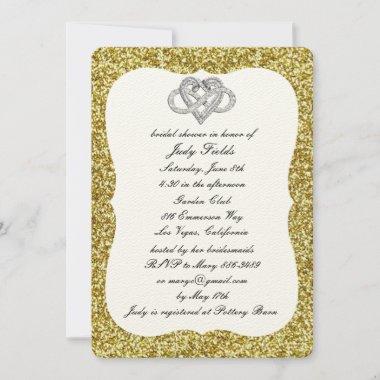 Gold Glitter Infinity Heart Bridal Shower Invite