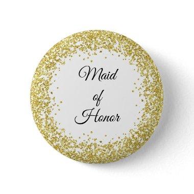Gold Glitter. Maid of Honor. Button