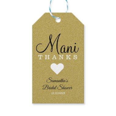 Gold Glitter Mani Thanks Bridal Shower Gift Tags