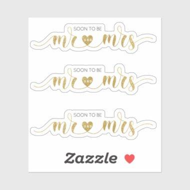 Gold glitter Mr and Mrs Wedding Shower Sticker