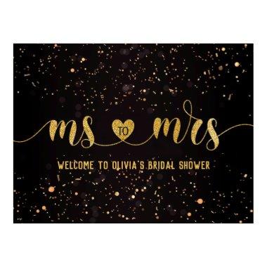 Gold Glitter Ms to Mrs  Welcome Poster