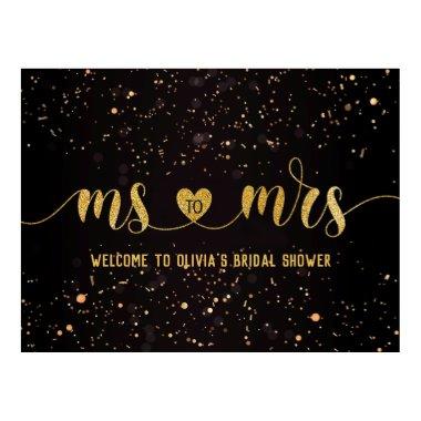 Gold Glitter Ms to Mrs Bridal Shower Welcome Poster