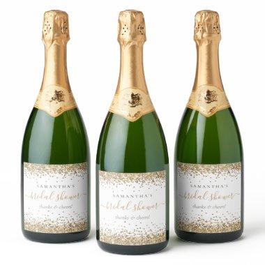 Gold Glitter Name Cheers  Sparkling Wine Label