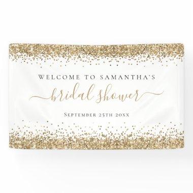 Gold Glitter Name Date Welcome to  Banner