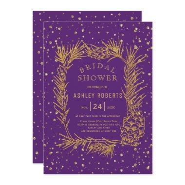 Gold glitter pine purple winter