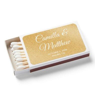Gold Glitter Romantic Script Wedding Favor Matches