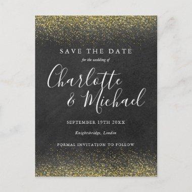 Gold Glitter Signature Save the Date Invitations