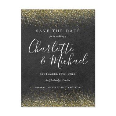 Gold Glitter Signature Save the Date Invitations