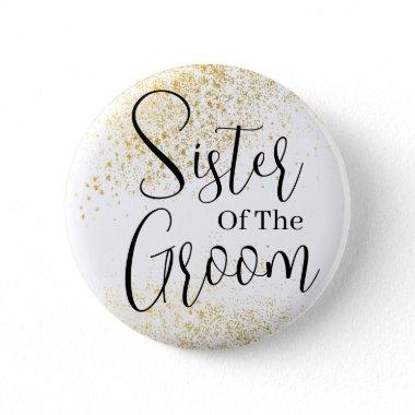 Gold Glitter sister of groom wedding Button