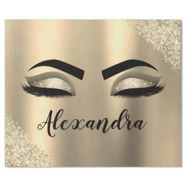 Gold Glitter Sparkle Eyelashes Monogram Name Wrapping Paper