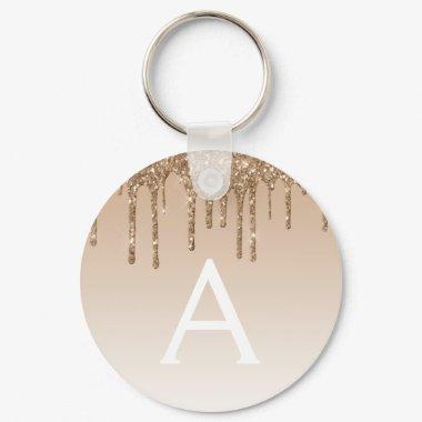 Gold Glitter & Sparkle Luxury Monogram Keychain