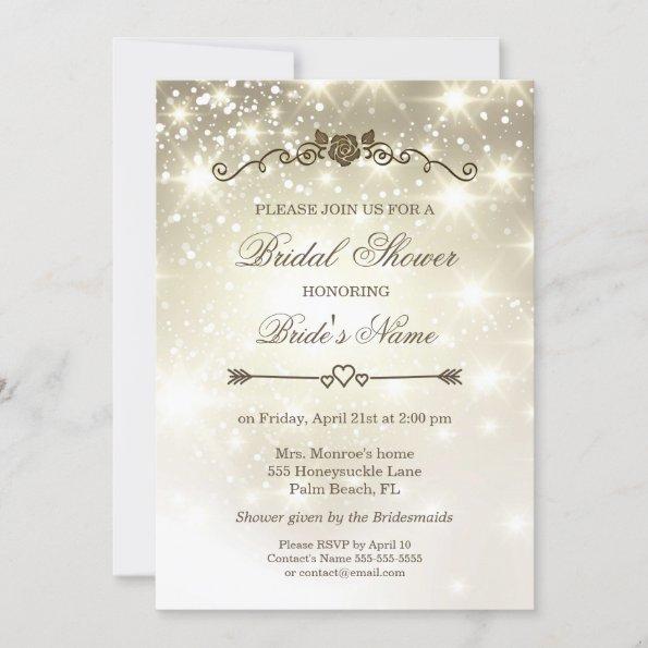 Gold Glitter Sparkles - Bridal Shower Invitations