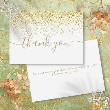 Gold Glitter Sparkles Modern Elegant Script Thank You