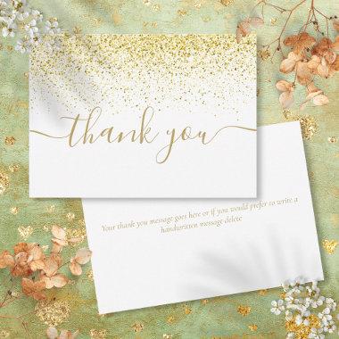 Gold Glitter Sparkles Modern Elegant Script Thank You Invitations