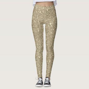 Gold Glitter Sparkly Elegant Classy Girly Cute Leggings
