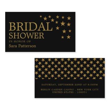 Gold Glitter Stars, Bridal Shower Ticket Invite