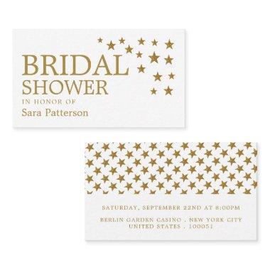 Gold Glitter Stars, Bridal Shower Ticket Invite