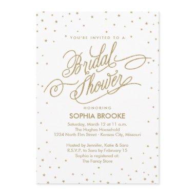 Gold Glitter Stars Elegant Bridal Shower Invitations