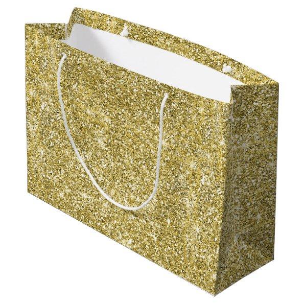 Gold Glitter Stars Modern Large Gift Bag