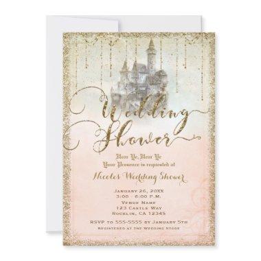 Gold Glitter Storybook Castle Wedding Shower