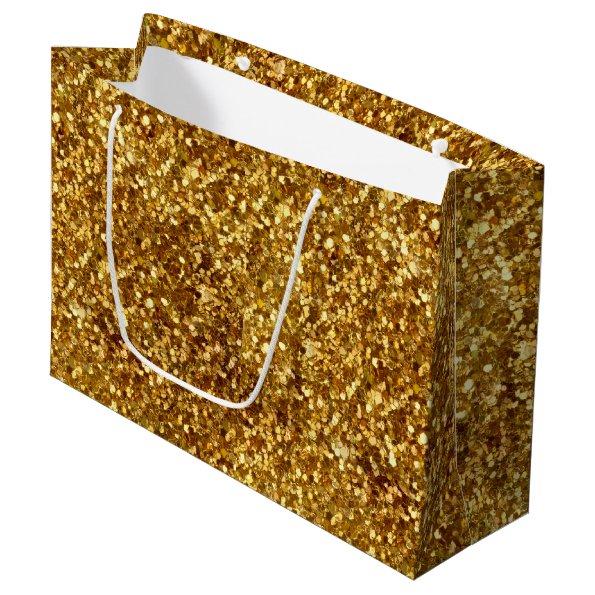 Gold Glitter Stylish Modern Large Gift Bag