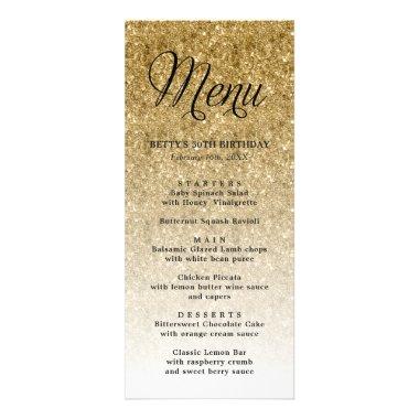 Gold Glitter Tall Menu Invitations