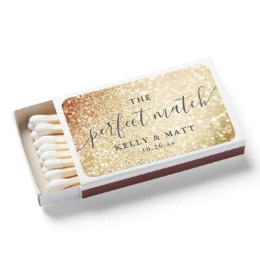 Gold Glitter The Perfect Match Wedding Matchbox