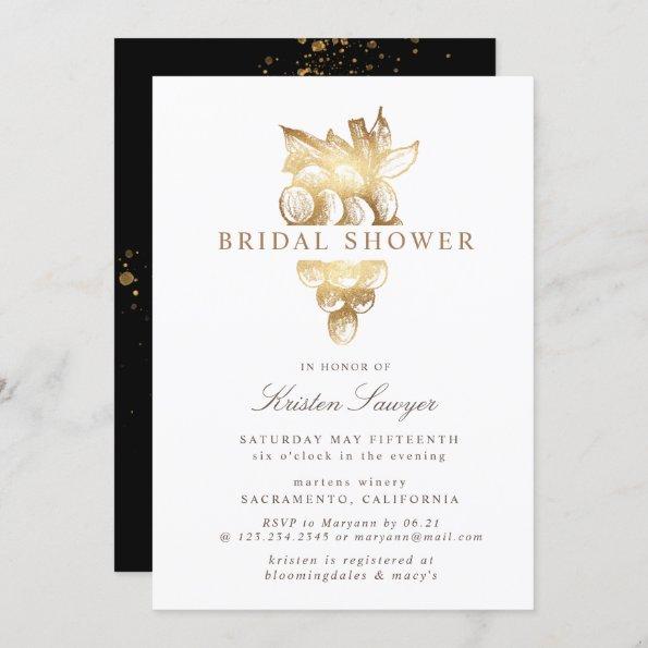 gold grapes winery elegant bridal shower Invitations
