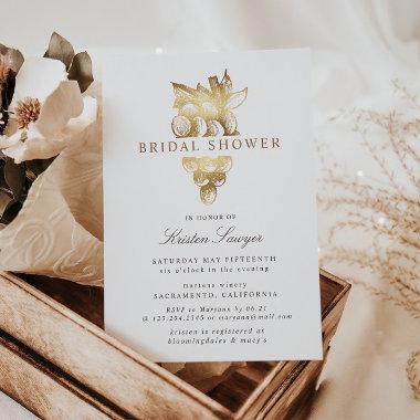 Gold Grapes Winery Elegant Bridal Shower Invitations