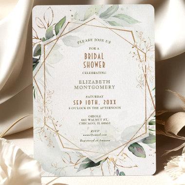 Gold & Green Bridal Shower Geometric Invitations