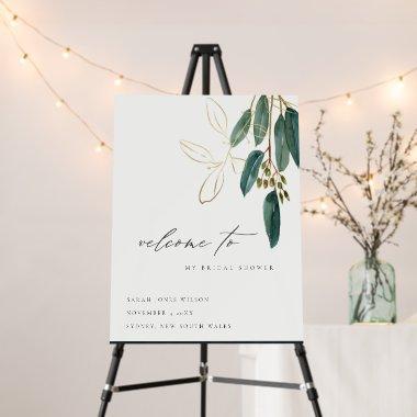 Gold Green Eucalyptus Branch  Welcome Foam Board