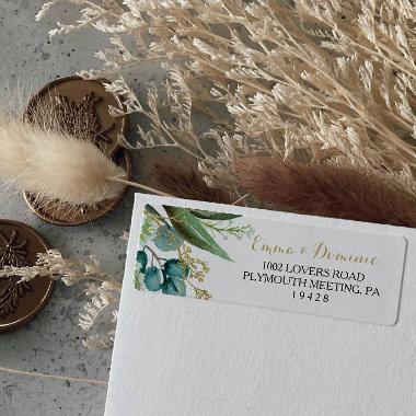 Gold & Green Eucalyptus Return Address Label